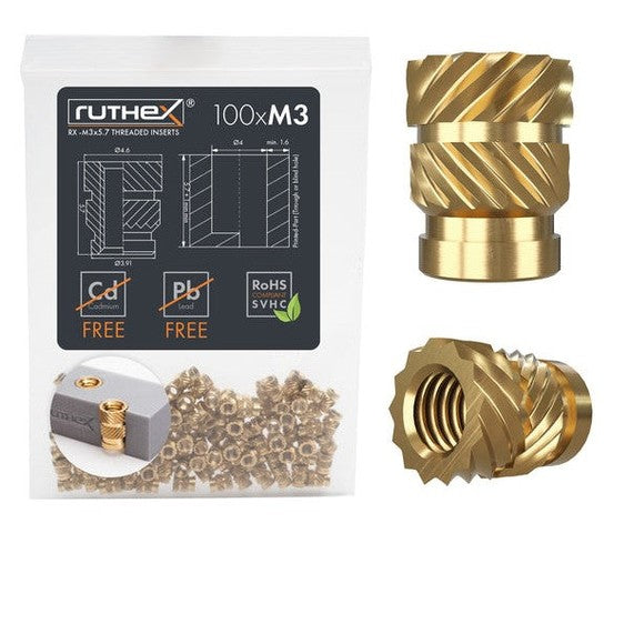 Ruthex M3 wkładki gwintowe RX-M3x5.7 – 100 sztuk