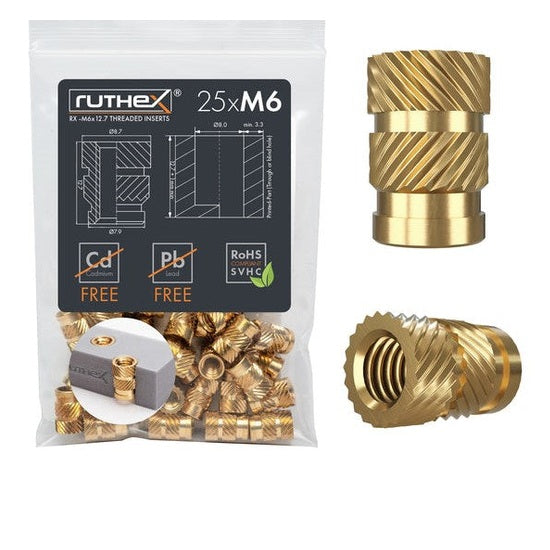 Ruthex M6 wkładki gwintowe – RX-M6x12.7 (25 sztuk)